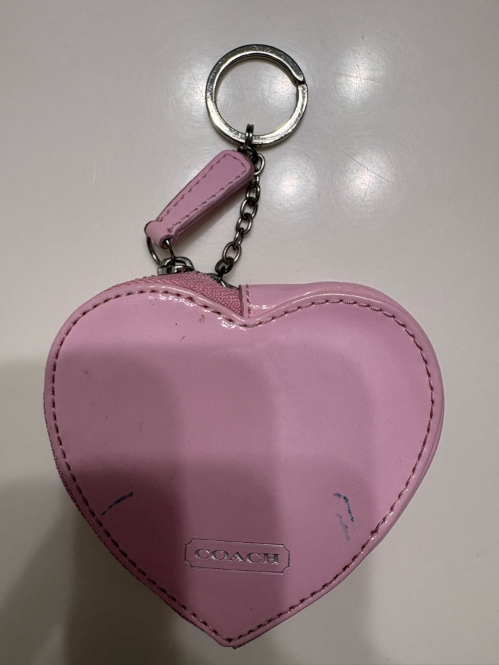 Coach Pink Heart Studded Coin Purse Keychain - Picture 2 of 2